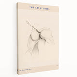 Abstract minimalist wall art collection displayed on stretched canvas, showcasing soft pastel colors and geometric shapes for modern decor.