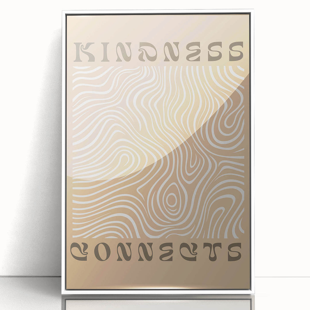Framed abstract minimalist wall art collection featuring geometric shapes in soft pastels, displayed in a sleek white frame for modern decor.