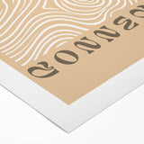 Abstract minimalist wall art design on rolled canvas showcasing fluid shapes and muted colors, ideal for modern home decor, packaged securely in a cardboard tube.