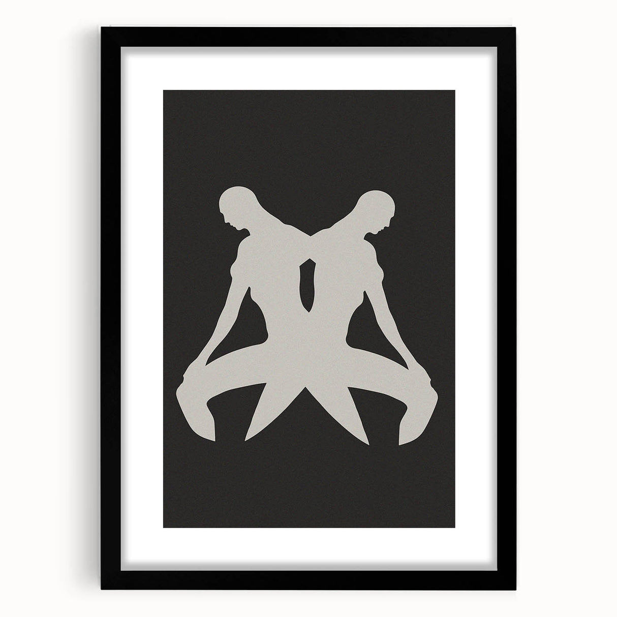 Framed abstract minimalist wall art in a sleek black frame, showcasing soft earth tones and geometric shapes, perfect for modern decor.