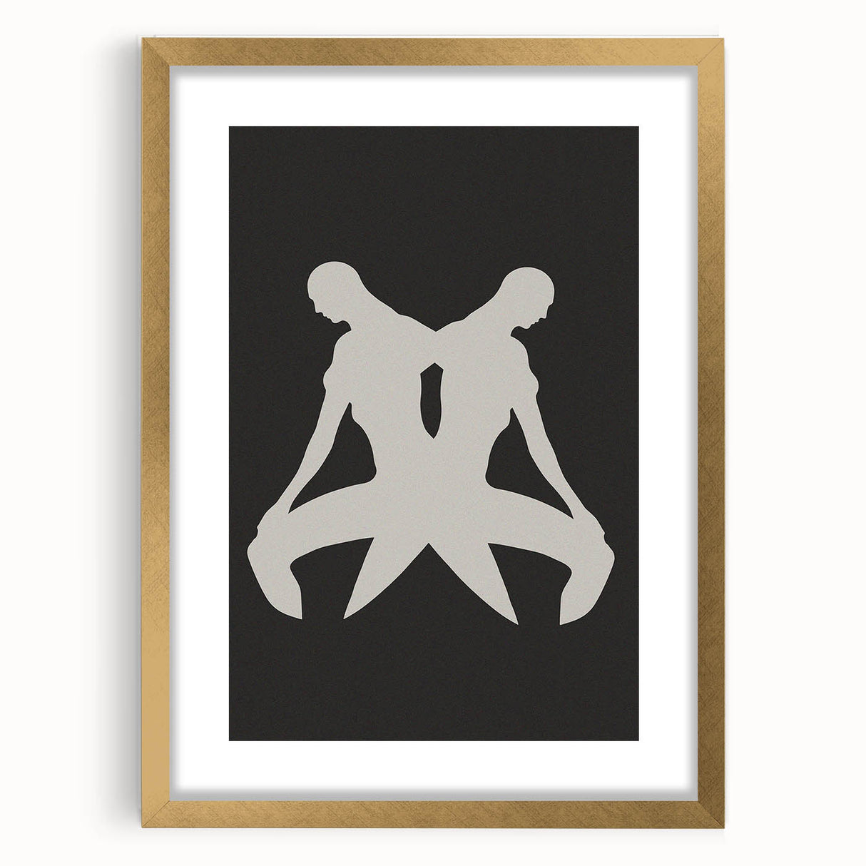 Elegant abstract minimalist wall art design featuring a gold frame and mat, showcasing a modern aesthetic perfect for home decor.
