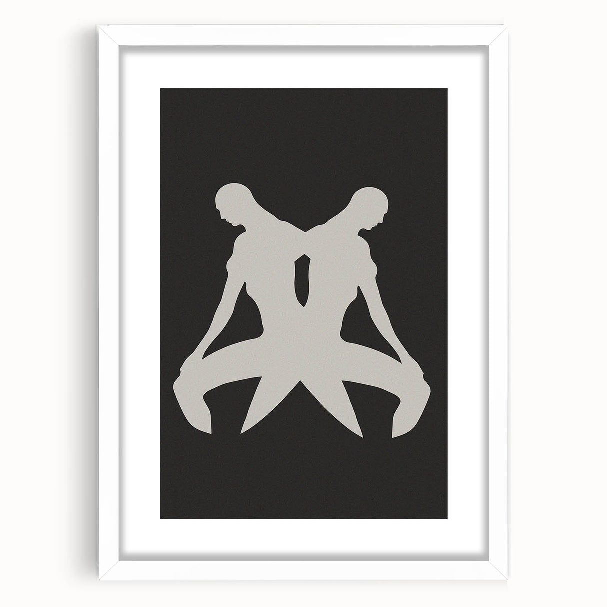 Minimalist abstract wall art design in a white frame with a mat, showcasing soft pastel colors and geometric shapes, perfect for modern decor.