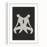 Minimalist abstract wall art design in a white frame with a mat, showcasing soft pastel colors and geometric shapes, perfect for modern decor.