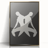 Framed minimalist wall art featuring an abstract gold design on a sleek acrylic surface, perfect for modern home decor.