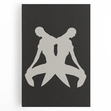 Abstract minimalist wall art featuring a geometric design in muted tones, printed on stretched canvas with a sleek modern frame, perfect for contemporary decor.