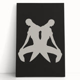 Abstract minimalist wall art collection displayed on a stretched canvas, featuring soft neutral tones and geometric shapes, perfect for modern decor.