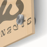 Close-up of an abstract minimalist wall art piece with vibrant colors and geometric shapes, displayed on acrylic glass for a modern aesthetic.