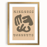 Abstract minimalist wall art design featuring a gold-framed print with a mat, showcasing elegant shapes and soft colors, perfect for modern decor.