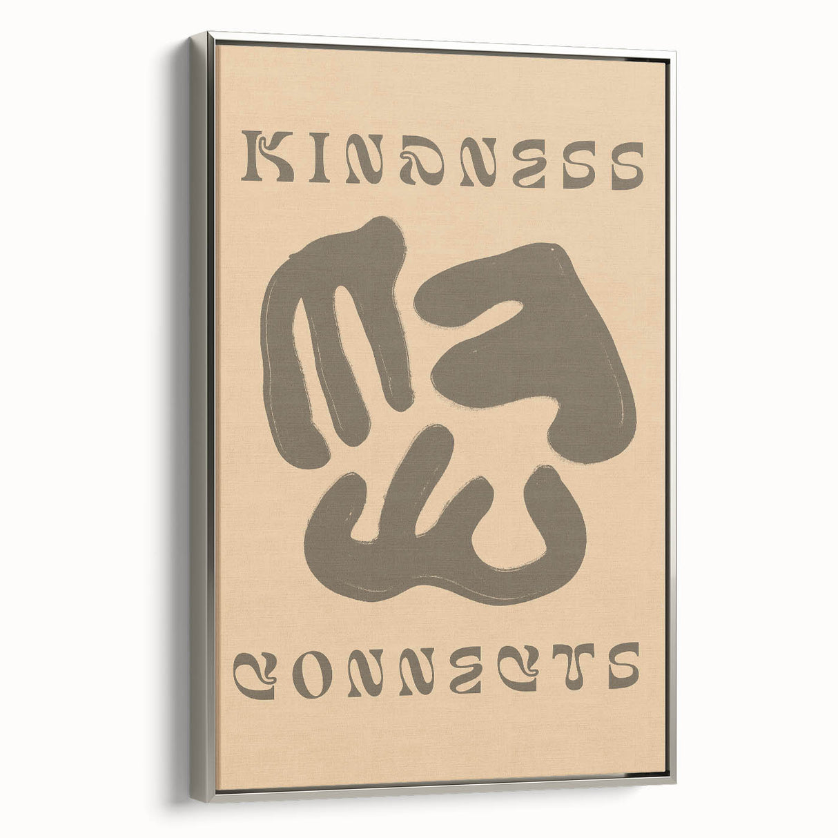 Framed minimalist wall art featuring an abstract design with soft gray and silver tones, displayed from a side view to highlight its sleek profile.