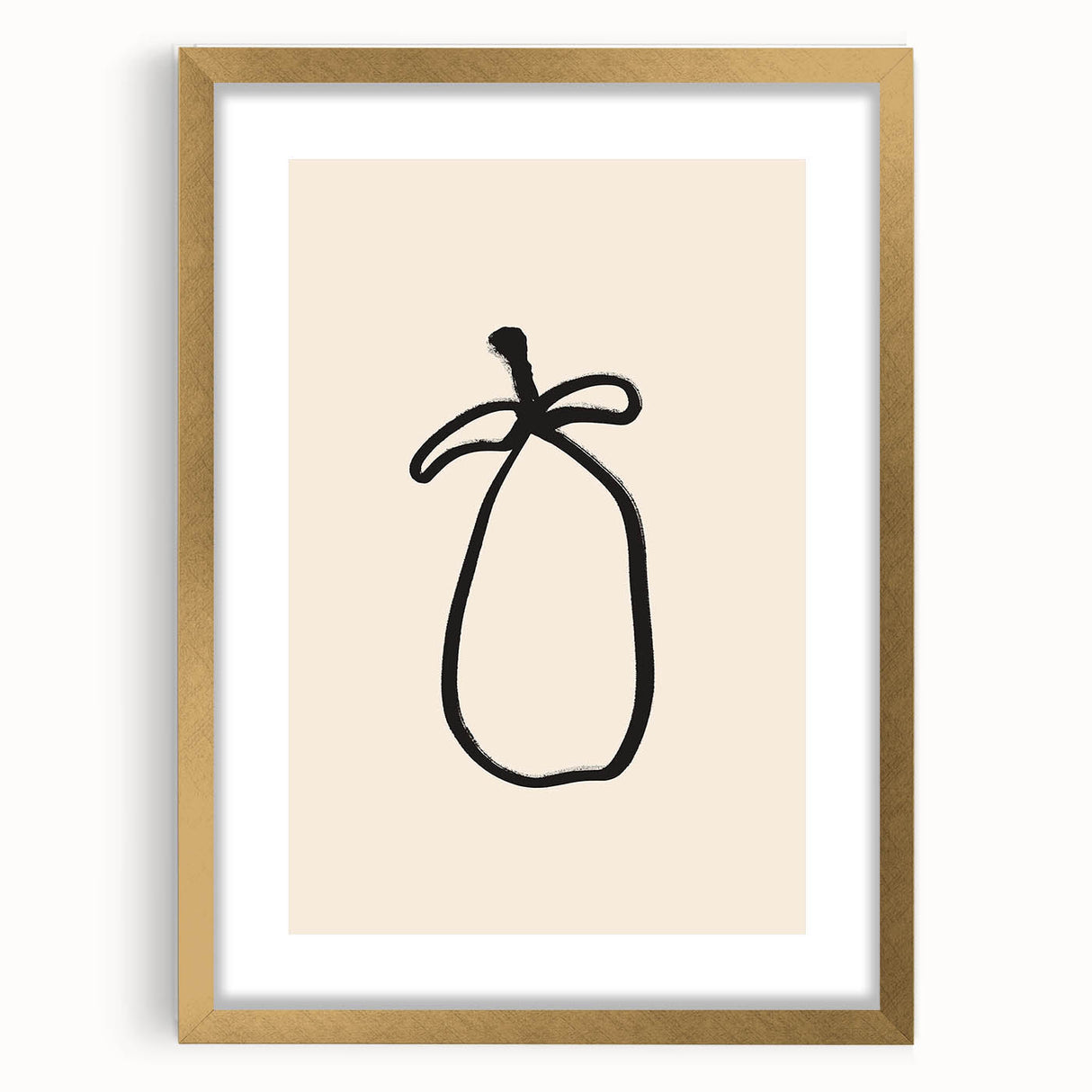 Abstract minimalist wall art featuring a gold-framed print with geometric shapes and soft color gradients, ideal for modern decor.