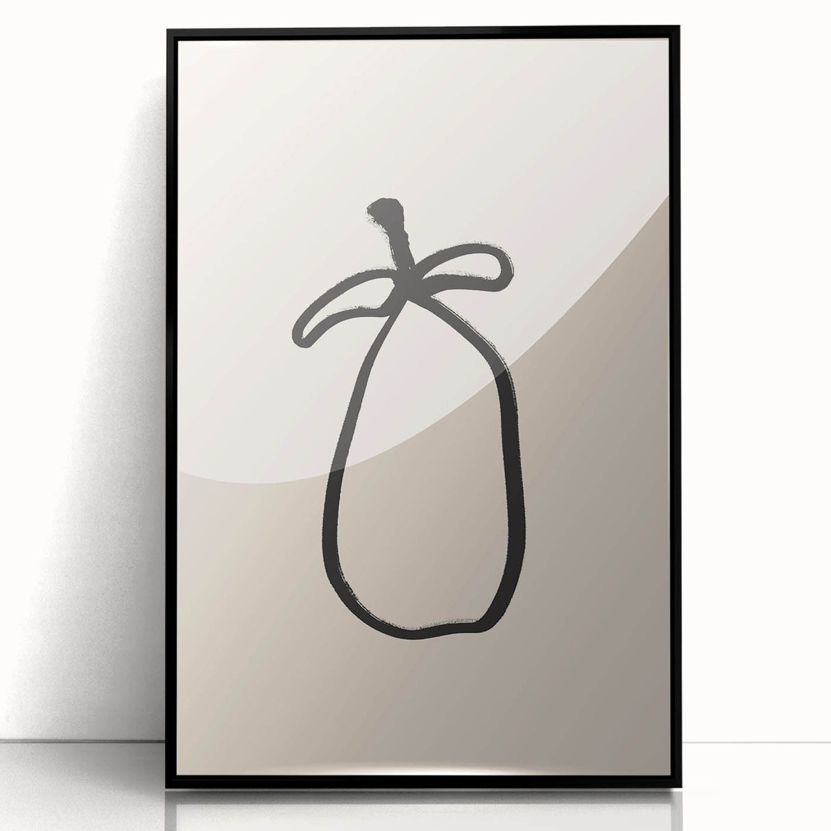 Framed minimalist abstract wall art in black acrylic, showcasing geometric shapes and lines, perfect for modern home decor.