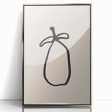 Framed minimalist wall art design showcasing abstract shapes in silver and white, enhancing modern decor with a sleek, elegant style.