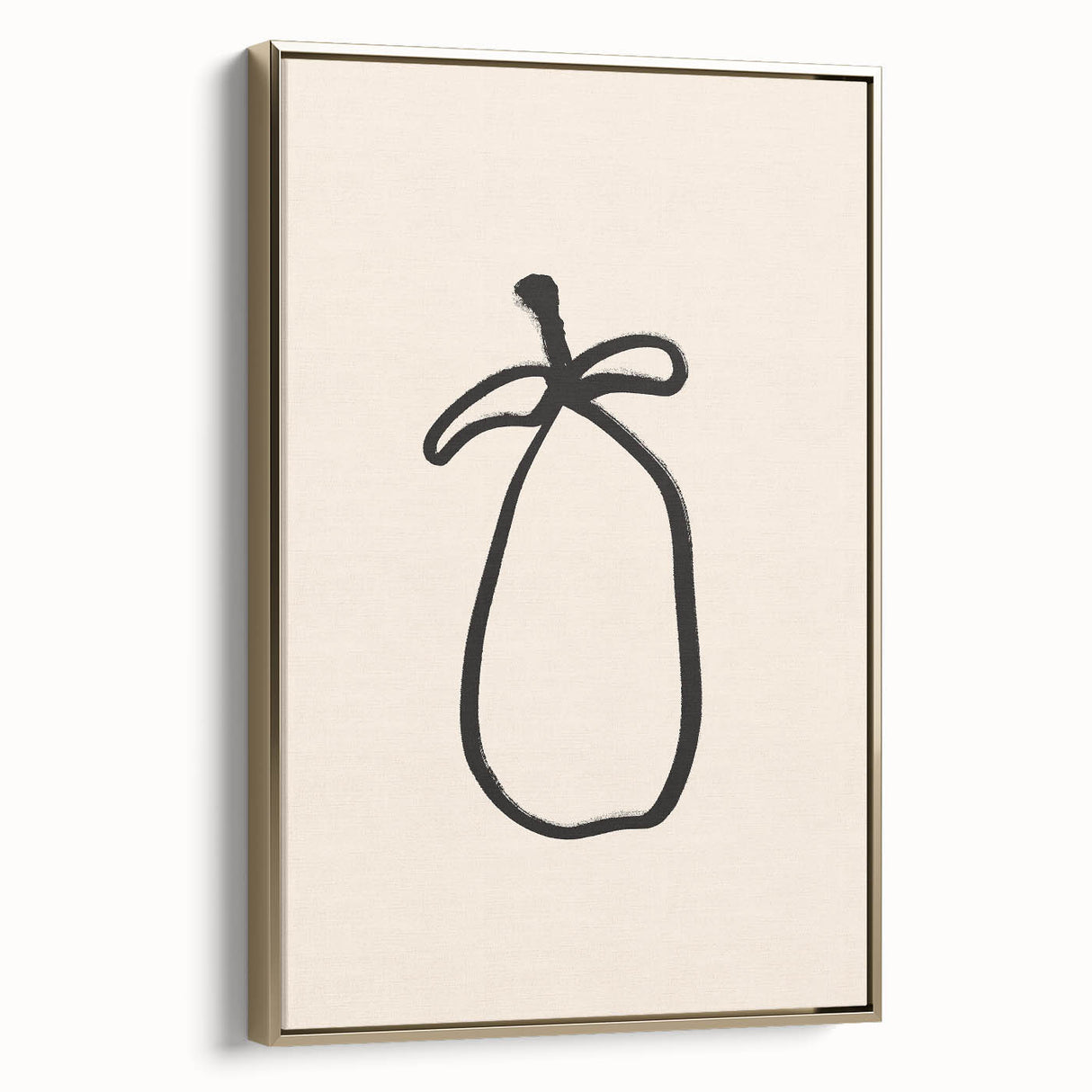 Framed abstract minimalist wall art featuring a gold design with a sleek side view, perfect for modern decor and elegant settings.