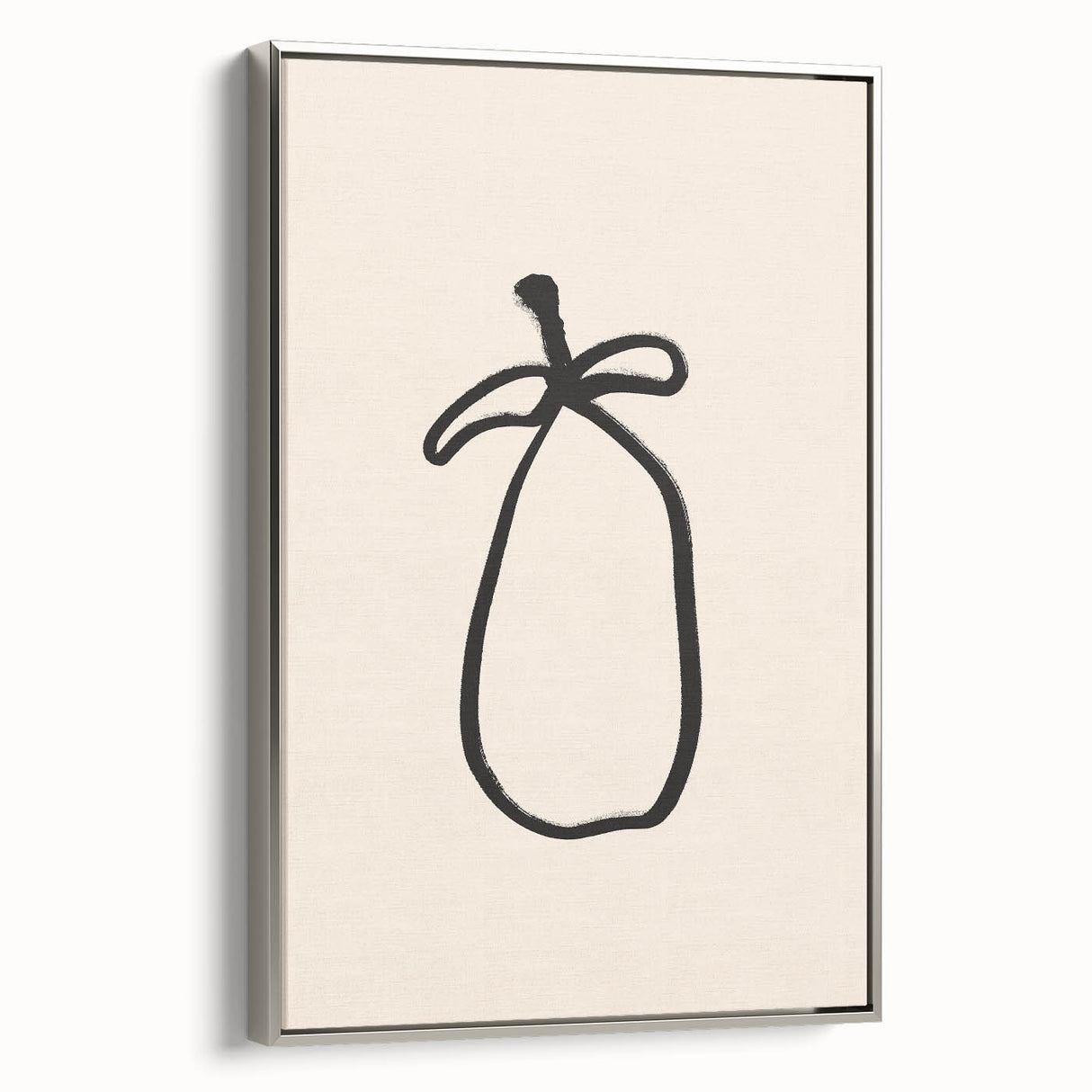 Elegant framed wall art featuring an abstract minimalist design with soft silver tones, showcasing a modern aesthetic in a stylish setting.