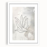 Framed abstract minimalist wall art collection featuring a sleek white mat and wooden frame, showcasing tranquil geometric designs in soft colors.