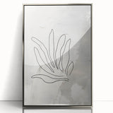 Framed abstract minimalist wall art in silver acrylic, showcasing a modern design with sleek lines and a sophisticated aesthetic, ideal for contemporary decor.