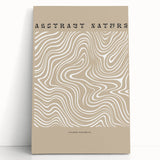 Abstract minimalist wall art featuring a soft color palette of beige and gray, elegantly stretched on canvas and leaning against a wall, perfect for modern home decor.