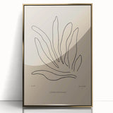 Framed abstract minimalist wall art design featuring a gold acrylic finish, elegantly displayed against a neutral background, perfect for modern decor.