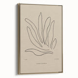 Framed abstract minimalist wall art design featuring a gold color palette and sleek lines, showcased from a side view, perfect for modern decor.