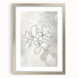 Abstract minimalist wall art collection featuring a framed design with a silver front view, showcasing elegant lines and subtle textures for modern decor.