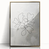 Framed minimalist wall art featuring an abstract design with gold accents, set against a sleek black background, ideal for modern decor.