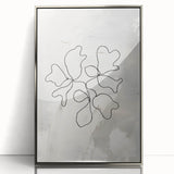 Framed abstract minimalist wall art design showcasing soft silver tones and geometric patterns, perfect for modern home decor enhancement.
