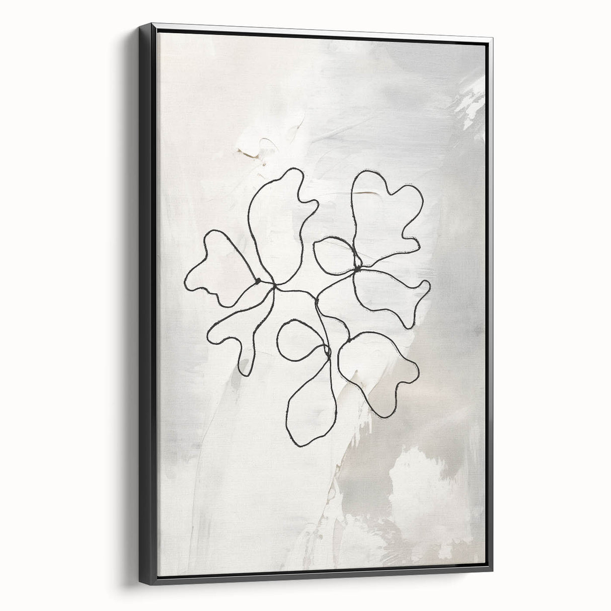 Framed abstract minimalist wall art design showcasing a black canvas with sleek lines and subtle textures, perfect for modern decor.