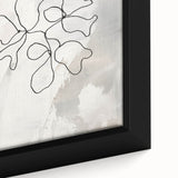 Close-up of a framed abstract minimalist wall art piece showcasing soft pastel colors and geometric shapes, perfect for modern decor.
