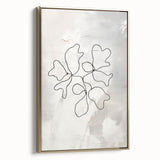Framed abstract minimalist wall art featuring a striking gold design, elegantly displayed in a sleek frame, perfect for modern decor.