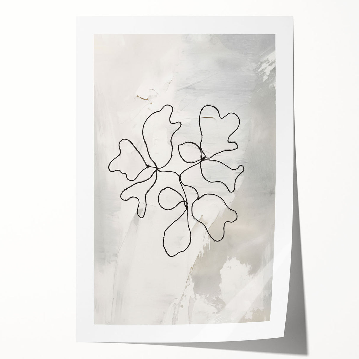 Abstract minimalist wall art print showcasing a vibrant color palette with geometric shapes, rolled and ready for framing or display.