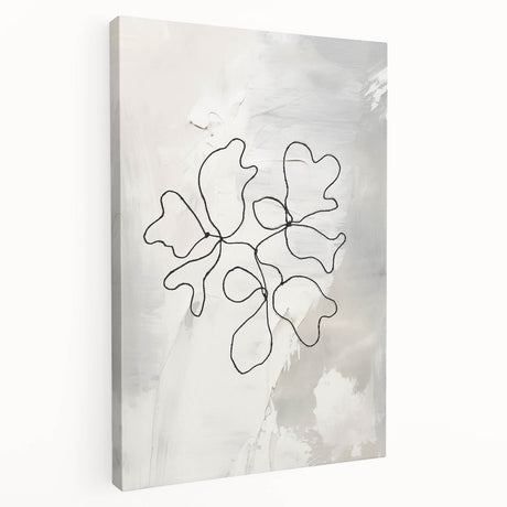 Abstract minimalist wall art design featuring a stretched canvas in soft earth tones, showcasing fluid shapes and balanced composition for modern decor.