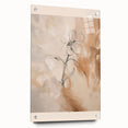 Acrylic glass wall art collection showcasing an abstract minimalist design with vibrant colors, mounted with decorative pins on a sleek surface.
