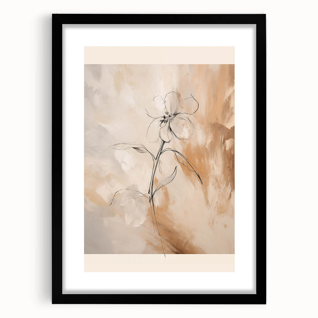 Abstract minimalist wall art design featuring a sleek black frame, showcasing a modern geometric pattern with a matte finish, ideal for contemporary decor.