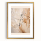 Abstract minimalist wall art collection featuring a gold-framed piece with matting, showcasing a contemporary design ideal for modern decor.