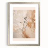 Abstract minimalist wall art design in a sleek silver frame, showcasing soft color gradients and geometric patterns, ideal for modern decor.