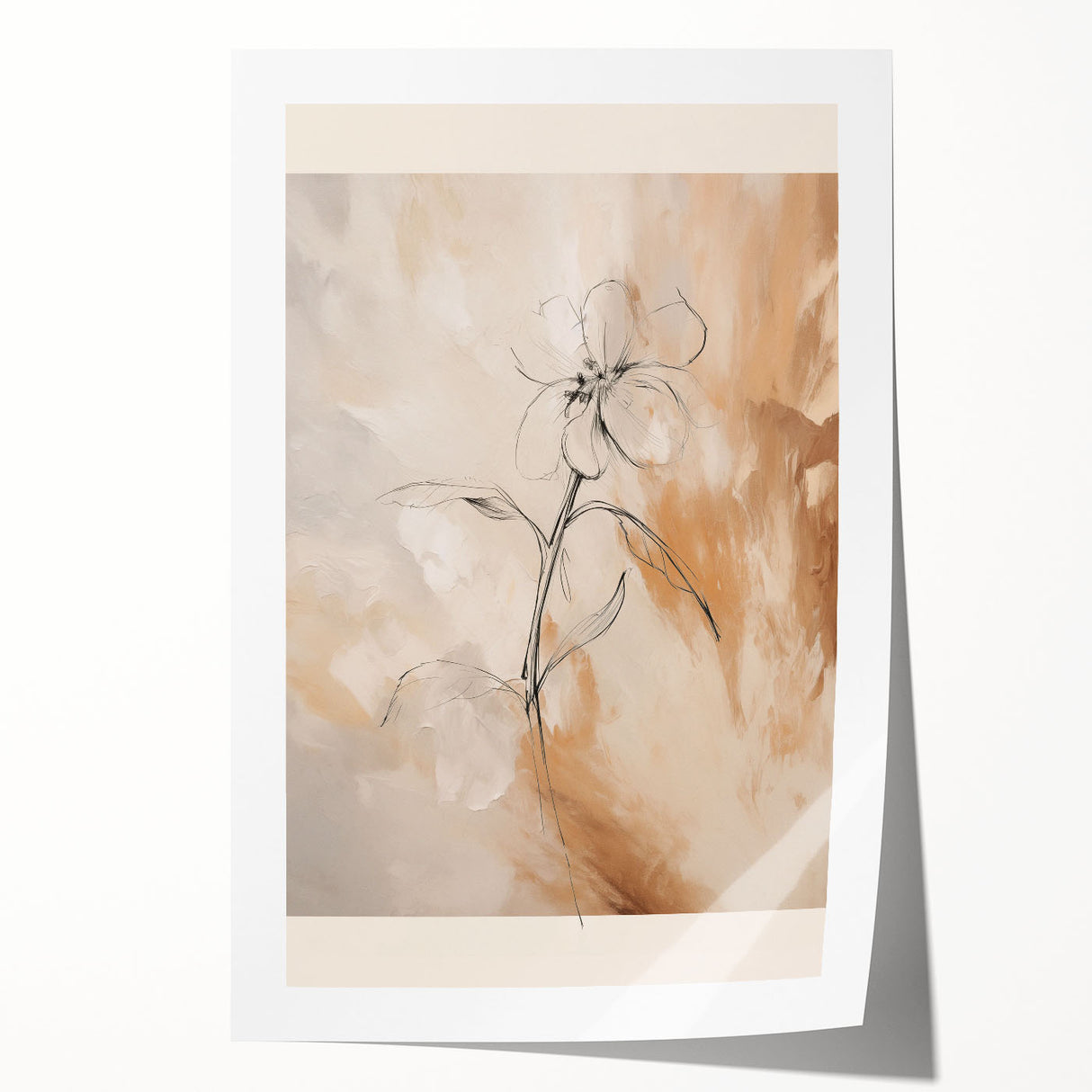 Abstract minimalist wall art print showcasing soft pastel colors and geometric shapes, rolled and ready for framing to enhance modern decor.