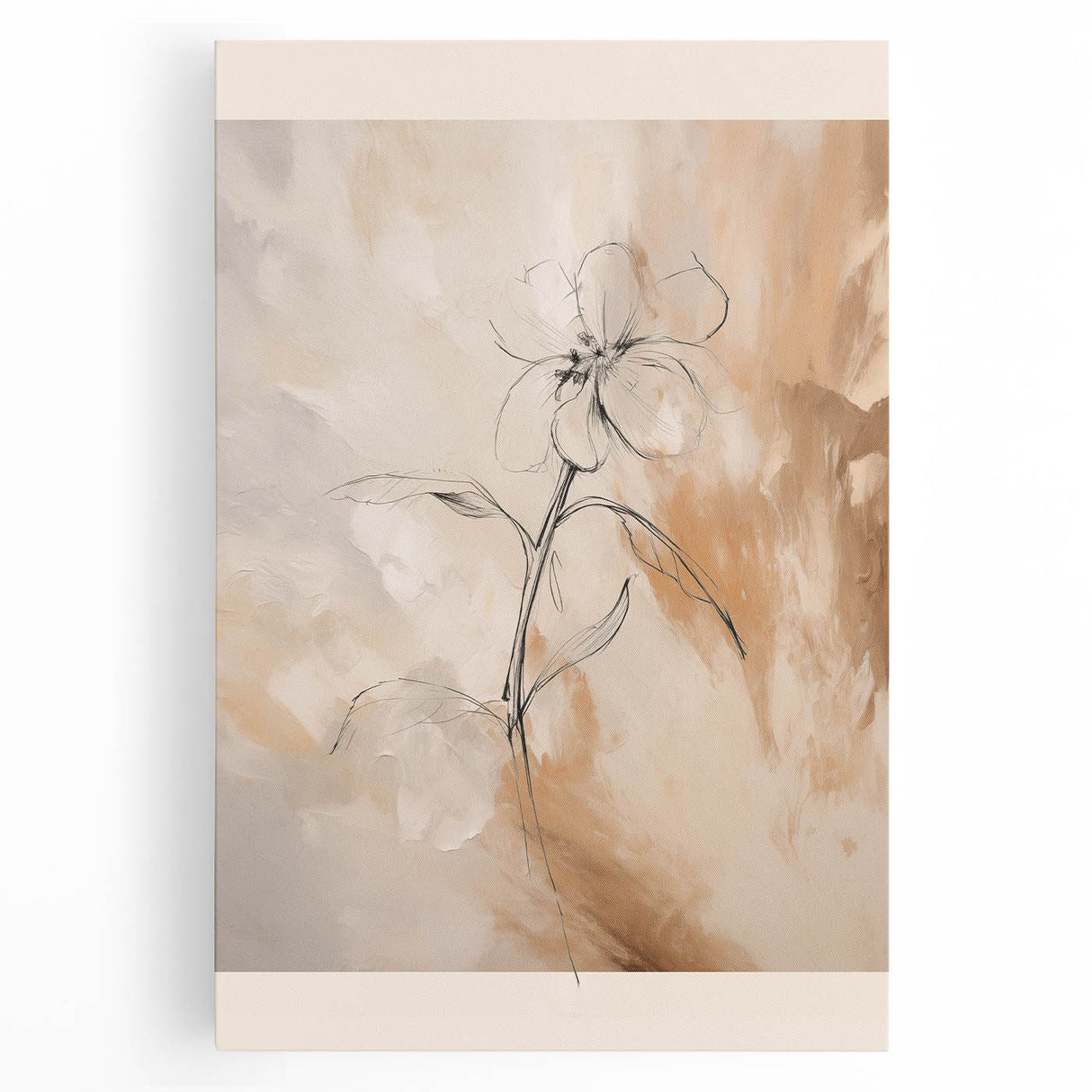 Abstract minimalist wall art design displayed on stretched canvas, showcasing soft pastel colors and geometric shapes, perfect for modern decor.