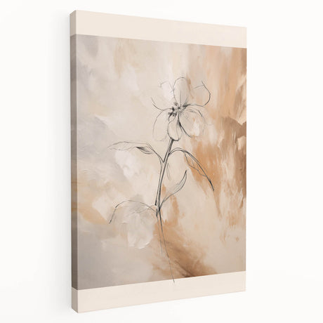 Stretched canvas wall art showcasing an abstract minimalist design with muted tones and soft shapes, perfect for modern home decor.