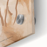 Close-up of an abstract minimalist wall art design showcasing vibrant colors and geometric shapes, printed on acrylic glass for a modern aesthetic.