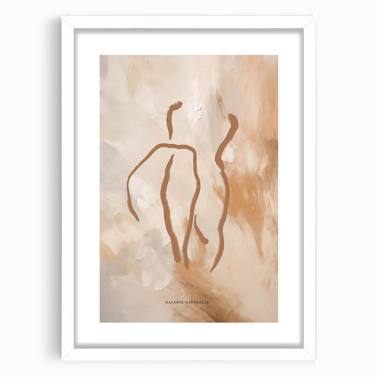 Minimalist abstract wall art print in a sleek white frame, showcasing subtle geometric shapes and soft pastel colors, ideal for modern decor.
