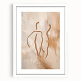 Minimalist abstract wall art print in a sleek white frame, showcasing subtle geometric shapes and soft pastel colors, ideal for modern decor.