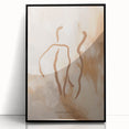 Framed abstract minimalist wall art featuring a sleek black design, perfect for modern decor, displayed from a front view against a neutral background.