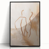 Framed abstract minimalist wall art featuring a sleek black design, perfect for modern decor, displayed from a front view against a neutral background.