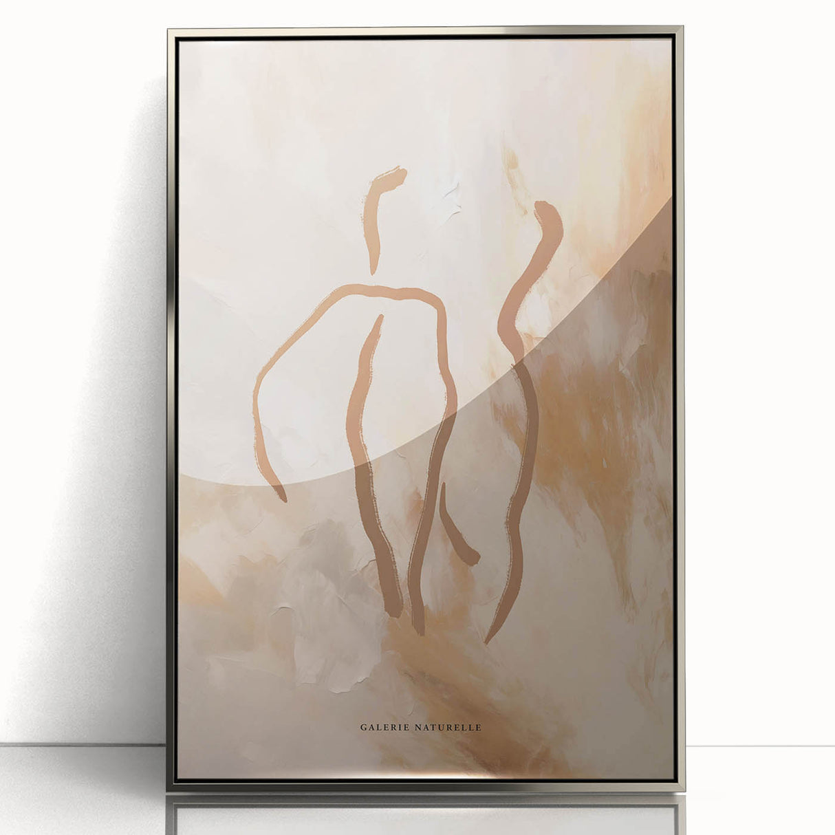 Framed abstract minimalist wall art collection with silver acrylic front, showcasing organic shapes and a modern aesthetic for contemporary decor.
