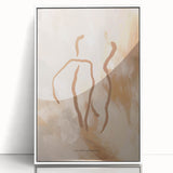 Framed abstract minimalist wall art featuring soft pastel colors and geometric shapes, displayed from a front view against a bright background.