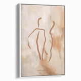 Framed minimalist abstract wall art showcasing a soft color palette with geometric shapes and clean lines, perfect for modern decor.