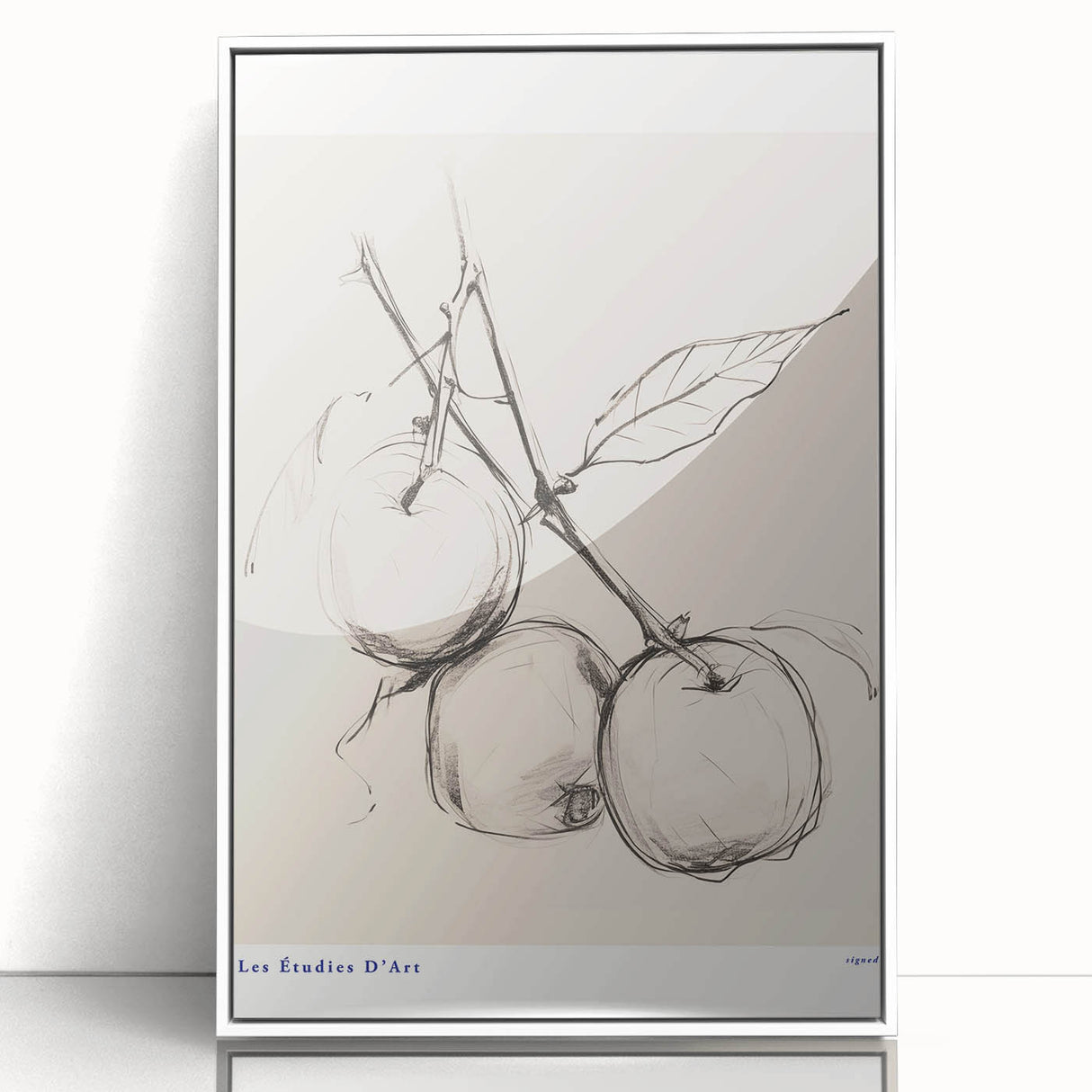 Framed abstract minimalist wall art collection featuring four geometric designs in soft colors with a sleek white frame, ideal for modern decor.