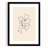 Framed abstract minimalist wall art design featuring a black and white color scheme, elegantly displayed with a mat for a modern aesthetic.