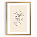 Framed abstract minimalist wall art in a gold frame with matting, showcasing a stylish design perfect for modern decor.