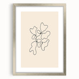 Framed abstract minimalist wall art design showcasing soft gray and white tones, featuring a sleek silver mat for an elegant presentation.